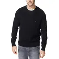 Nautica Men's Ribbed Sweater, True Black, Medium