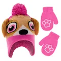 Nickelodeon Girls Winter Hat and Mittens Set, Paw Patrol's Marshall, Chase and Skye Toddler Beanie for Ages 2-4, Pink Design, Ages 2-6