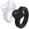 Rinfit Silicone Wedding Ring for Women 2 Rings Pack. Comfortable & Soft Rubber Wedding Bands. (Black & White. Size 8, sd01)