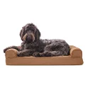 FurHaven Pet Dog Bed | Memory Foam Quilted Couch Sofa-Style Pet Bed for Dogs & Cats, Toasted Brown, Medium
