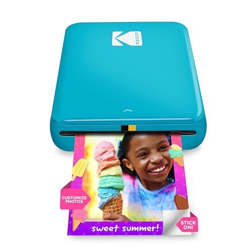 KODAK Step Instant Photo Printer with Bluetooth/NFC, Zink Technology & KODAK App for iOS & Android (Blue) Prints 2x3” Sticky-Back Photos.
