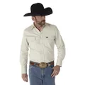 Wrangler Men's Authentic Cowboy Cut Work Western Long-Sleeve Firm Finish Shirt,Stone,Large