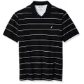 Nautica Men's Big and Tall Classic Short Sleeve Striped Polo Shirt, True Black, 4X-Large Tall