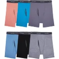 Fruit of the Loom Men's Coolzone Boxer Briefs, Moisture Wicking & Breathable, Assorted Color Multipacks, 6 Pack - Stripe/Solid, XX-Large