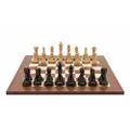 Dal Rossi 20 inch Wooden Chess Board with Dark Red and Wood Weighted Chess Pieces