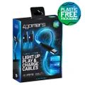 4Gamers PS4 Light Up Superfast 2m Play and Charge Cables Twin Pack (Micro-USB)