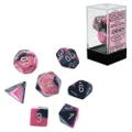Chessex Gemini Polyhedral 7-Die Dice Set (Black/Pink and White)