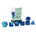 Chessex Gemini Luminary Polyhedral 7-Die Dice Set (Blue and Light Blue)