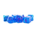 MDG Metallic Dice Games Stardust Blue With Purple Numbers - 7 Die Polyhedral Dice Set