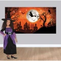 Halloween Classic Orange and Black Witch Scene Backdrop