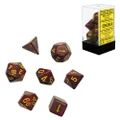 Chessex Mercury Speckled Polyhedral 7-Die Dice Set (Red and Black/Yellow)