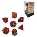 Chessex Glitter Polyhedral 7-Die Dice Set (Ruby and Gold)