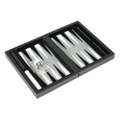 Dal Rossi 9 inch Folding PU Leather Travel Backgammon Set (Black)