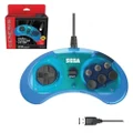 Retro-Bit SEGA Genesis 6-button Arcade Pad with USB for PC and Mac (Clear Blue)