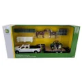 TOMY John Deere RSX860i Gator Hauling Set With Ford Pickup And Trailer Plus Horses and Yards 1:32 Scale Toy Set