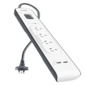 Belkin - 4 Outlet Surge Protector with 2 x 2.4A Shared USB Charging - 2 Metres