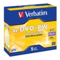 Verbatim DVD+RW 4.7GB Jewel Case 4x (5 Pack)