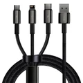 Baseus: 1.5m Tungsten Gold Series 3-In-1 Fast Charging Data Cable (Black)