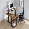 Gorilla Office-Sit-Stand Desk with Storage Shelf - Black/Rustic Brown