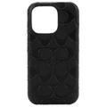 Coach: Leather Slim Wrap Case for iPhone 14 Pro - Black Signature Pebbled Leather