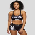 PSD: Playboy Logo Women's Boy Shorts (Size: XL) in Black/White