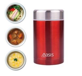Oasis: Insulated Stainless Steel Food Flask - 450ml (Red) - D.Line