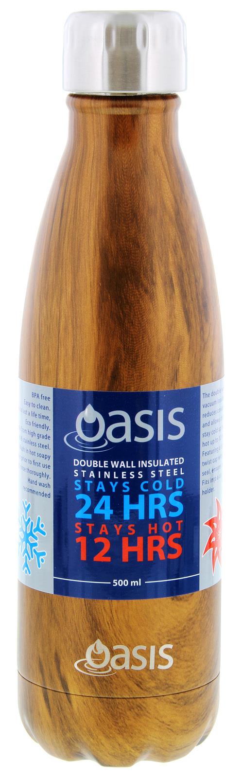 Oasis Insulated Stainless Steel Water Bottle - Teak (500ml) - D.Line