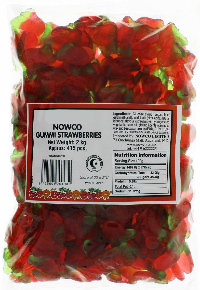 Nowco: Gummi Strawberries Lollies - 2kg