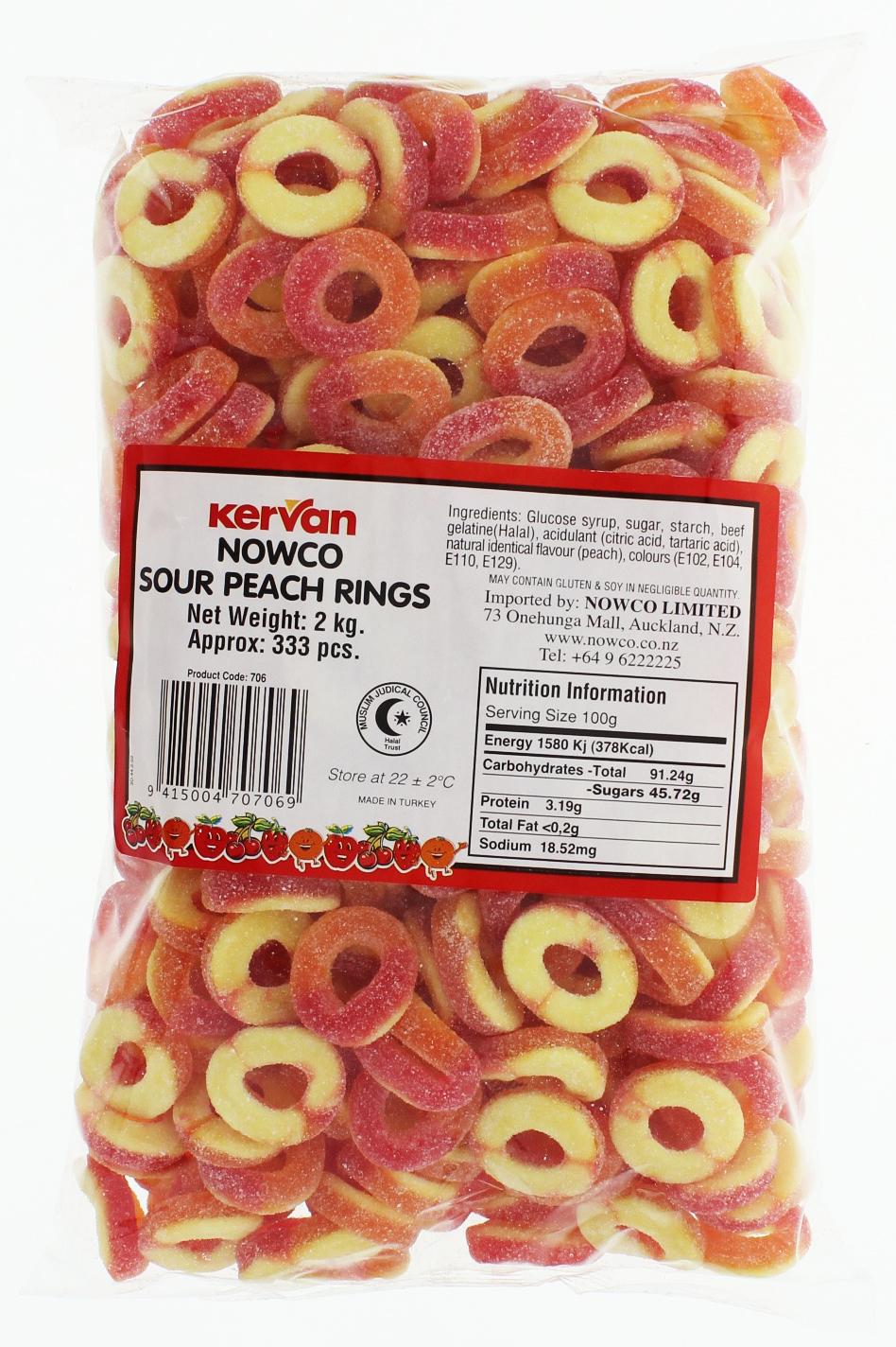 Kervan: Sour Peach Rings Lollies - 2kg