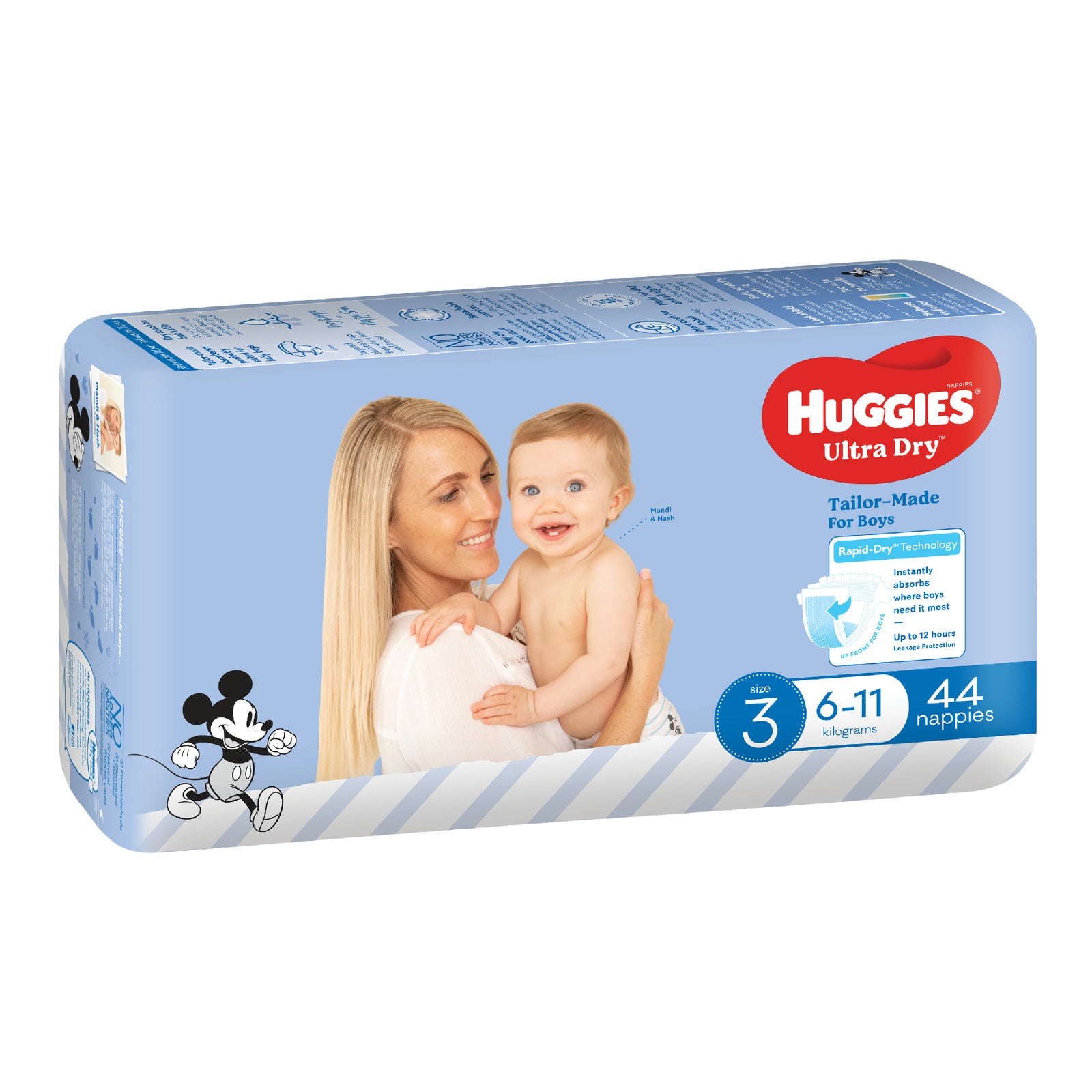 Huggies Ultra Dry Crawler Boy Nappies - Size 3 (44 Pack)