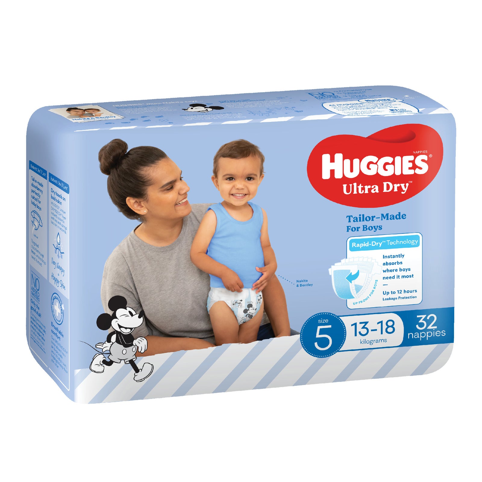 Huggies Ultra Dry Walker Boy Nappies - Size 5 (32 Pack)