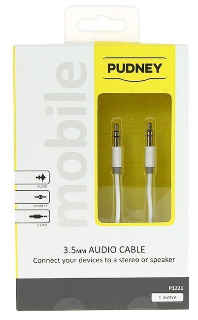 Pudney: 3.5mm Stereo Plug To 3.5mm Stereo Plug 1 Metre - White