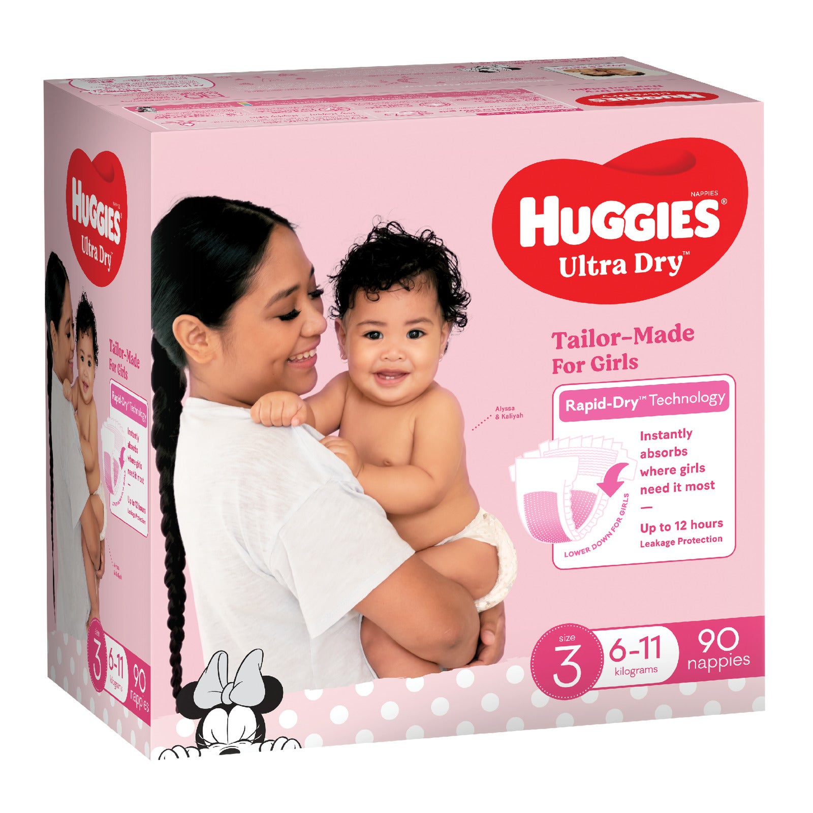 Huggies Ultra Dry Crawler Girl Nappies Jumbo Pack - Size 3 (90 Pack)