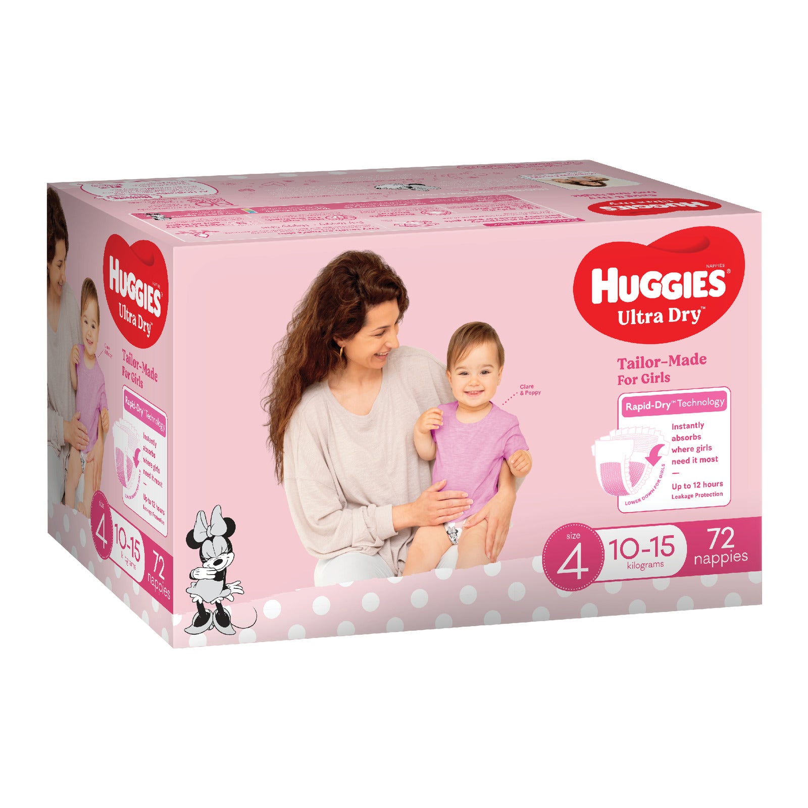 Huggies Ultra Dry Toddler Girl Nappies Jumbo Pack - Size 4 (72 Pack)