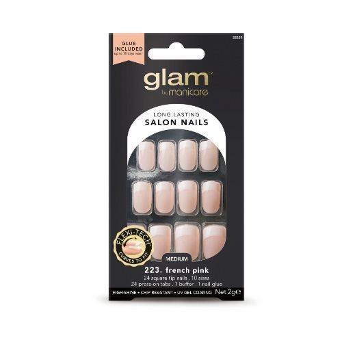 Glam by Manicare: French Pink Medium Square Glue-On Nails