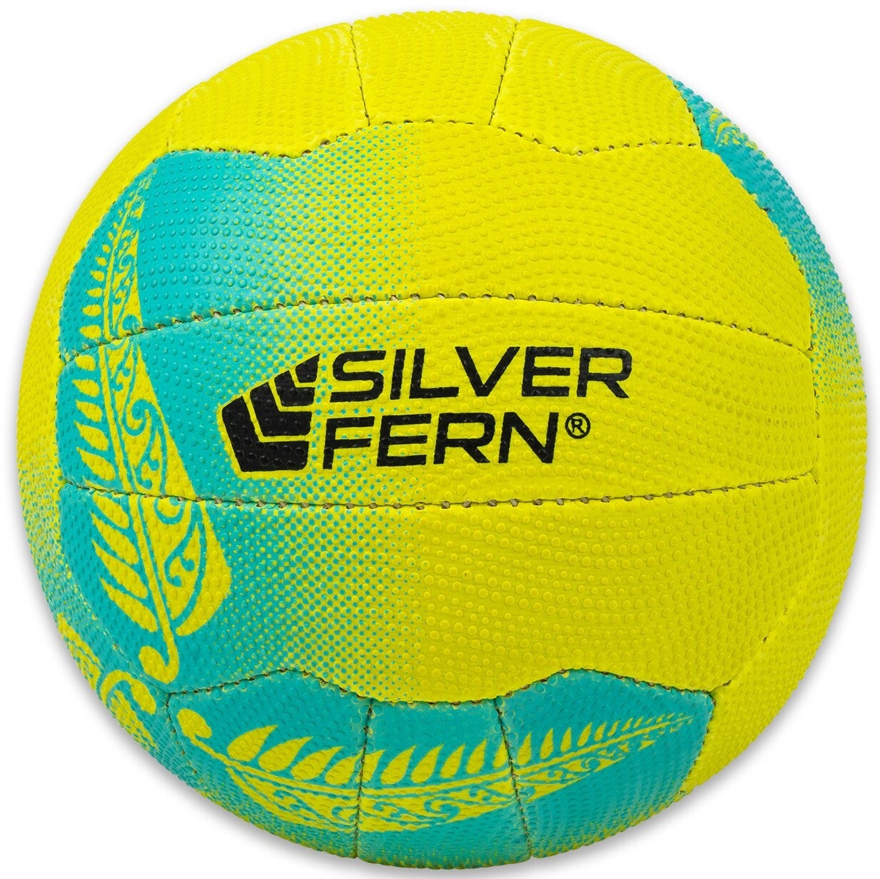 Silver Fern Falcon Netball - Yellow / Turquoise (Size 5)
