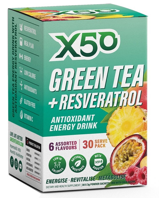 Green Tea X50 + Resveratrol - Assorted x 30 Servings