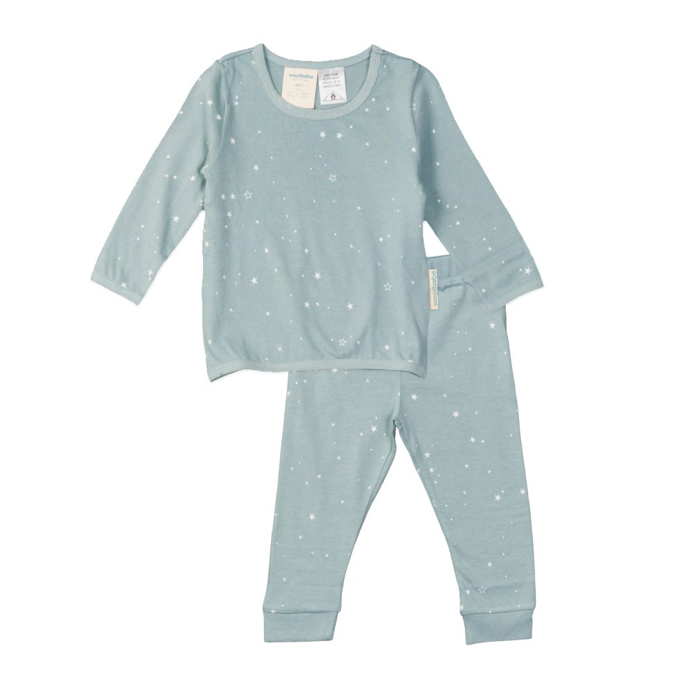Woolbabe: Merino/Organic Cotton Winter Pyjamas - Tide Stars (2 Years)