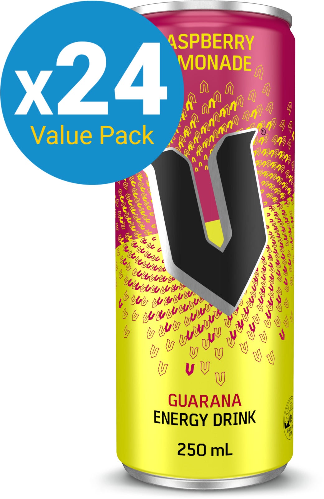 V Energy Drink Can Raspberry Lemonade 250ml (24 Pack)
