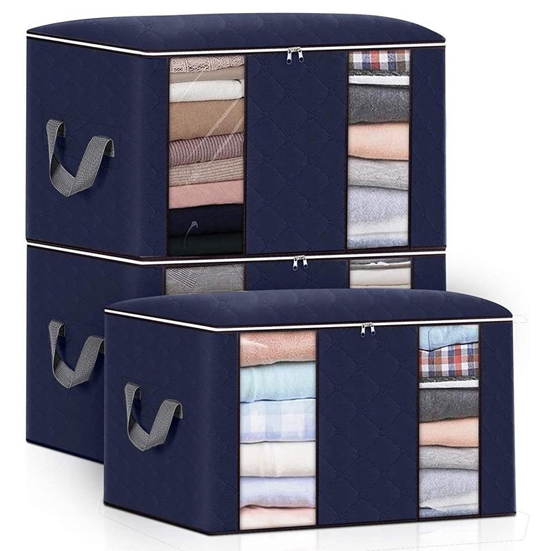 Clothing Storage Bags 3 Pack - Navy (60x40x35cm)