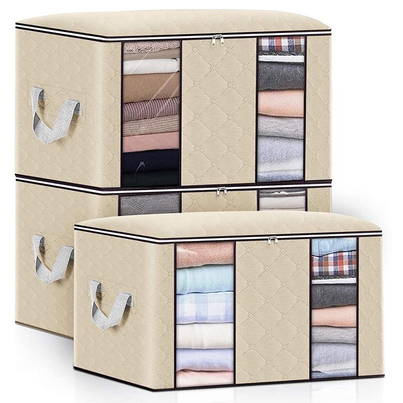 Clothing Storage Bags 3 Pack - Beige (60x40x35cm)