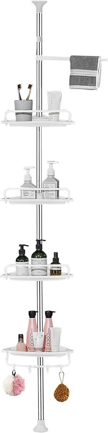 4-Tier Adjustable Telescopic Bathroom Corner Shelf