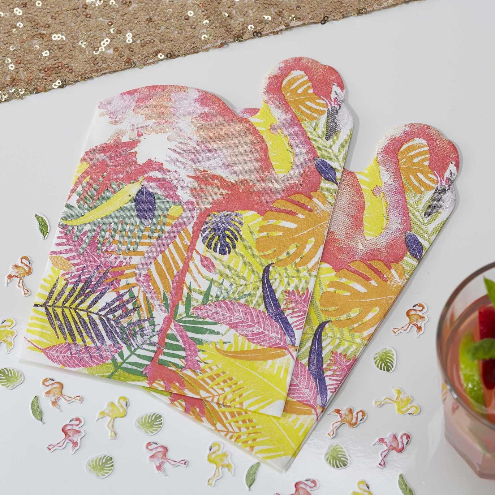 GingerRay: Flamingo Shaped Paper Napkins - Flamingo Fun - Ginger Ray