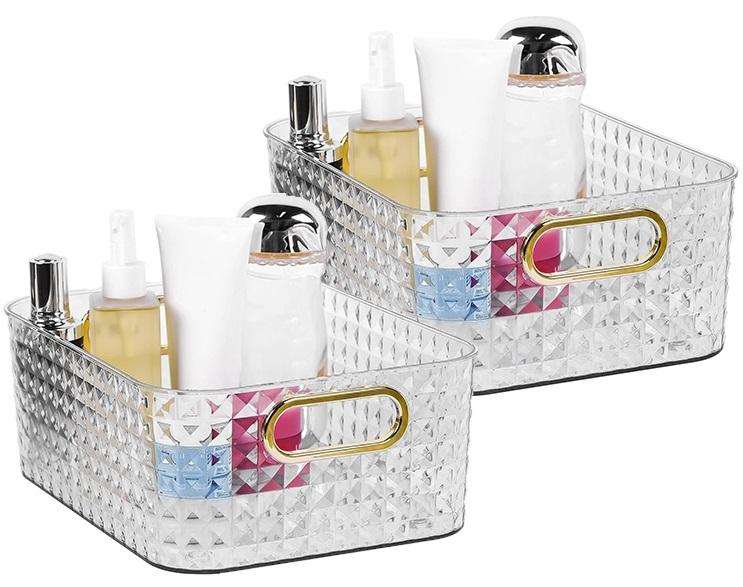 STORFEX Diamond Pattern Durable Storage Boxes - 2 Pack