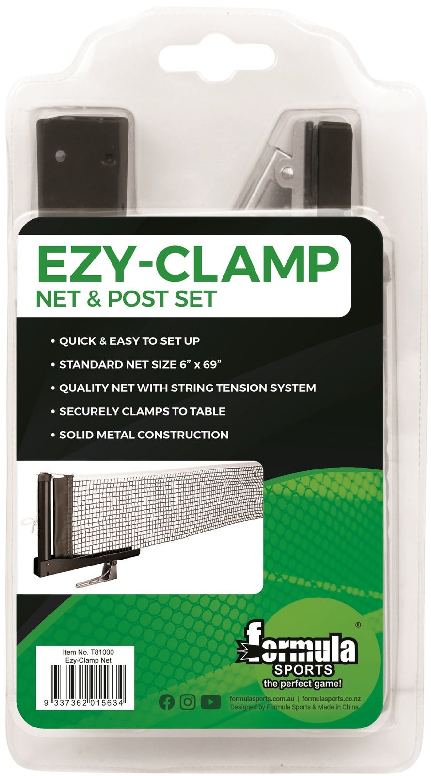 Formula Sports Table Tennis Ezy-Clamp Net & Post Set