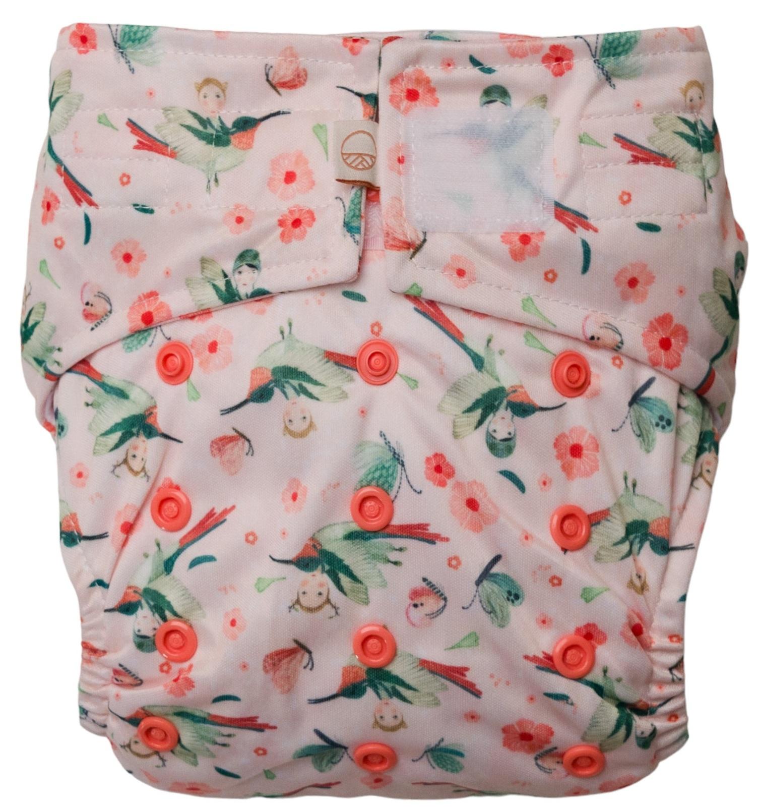 Nestling: Sassy Simple Nappy Cover - Pink Hummingbird