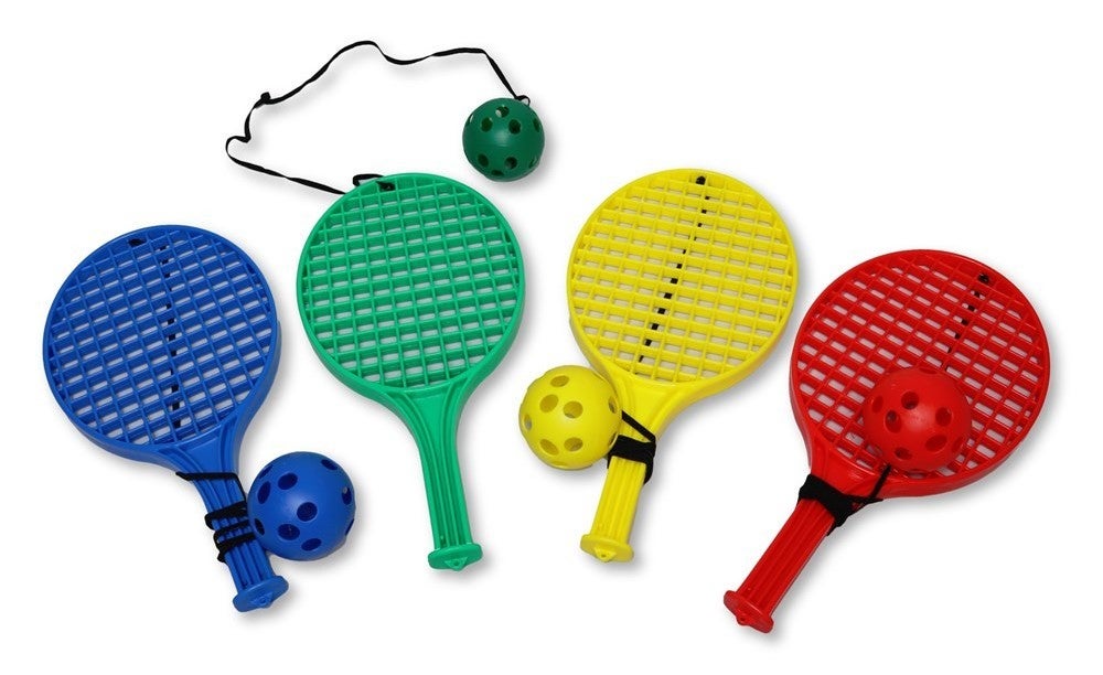 Ace Sports Plastic Honeycomb Tennis Bats with Detachable Rebound Balls x 4