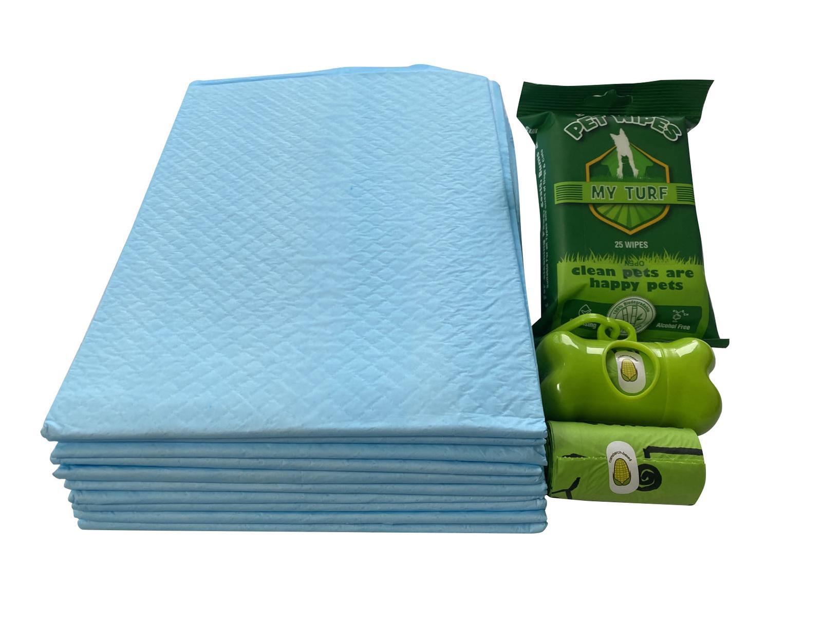 My Turf Pet Essential Travel Kit Large - Wet Wipes Poop-bags Disposable Training Mat