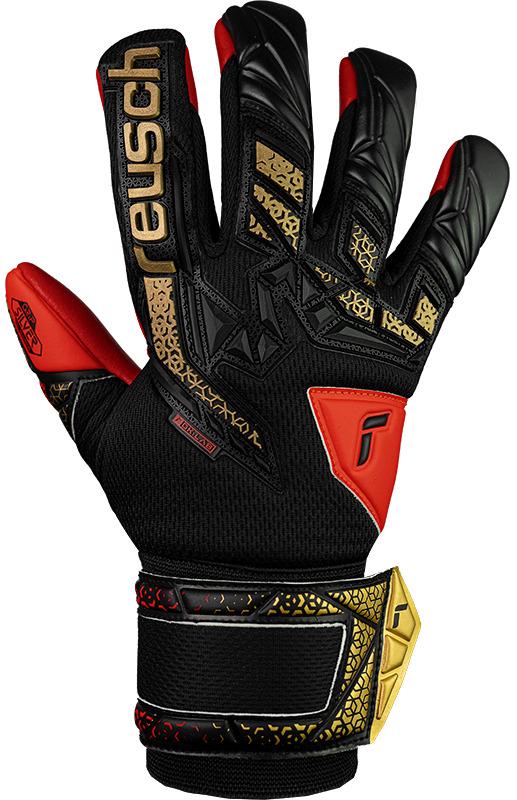 Reusch Attrakt Freegel Silver - Black / Gold / Fiery Red - Size 9