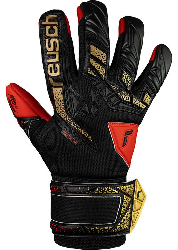 Reusch Attrakt Freegel Silver Junior - Black / Gold / Fiery Red - Size 5